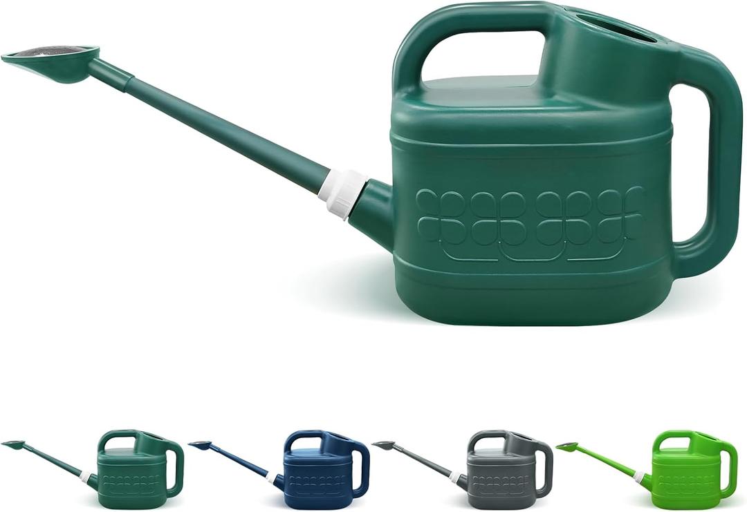 2 Gallon Watering Can, Garden Watering Can Outdoor, Plant Water Can with Removable Long Spout and Stainless Steel Sprinkler Head, Large Plastic Outdoor Watering Cans for Gardening Flower Plants, Green