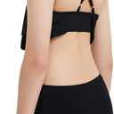 EXARUS Girls Bikini 3 Pieces Bathing Suits Swimsuits Ruched Swimwear Mid Rise Beach Pool (Black)