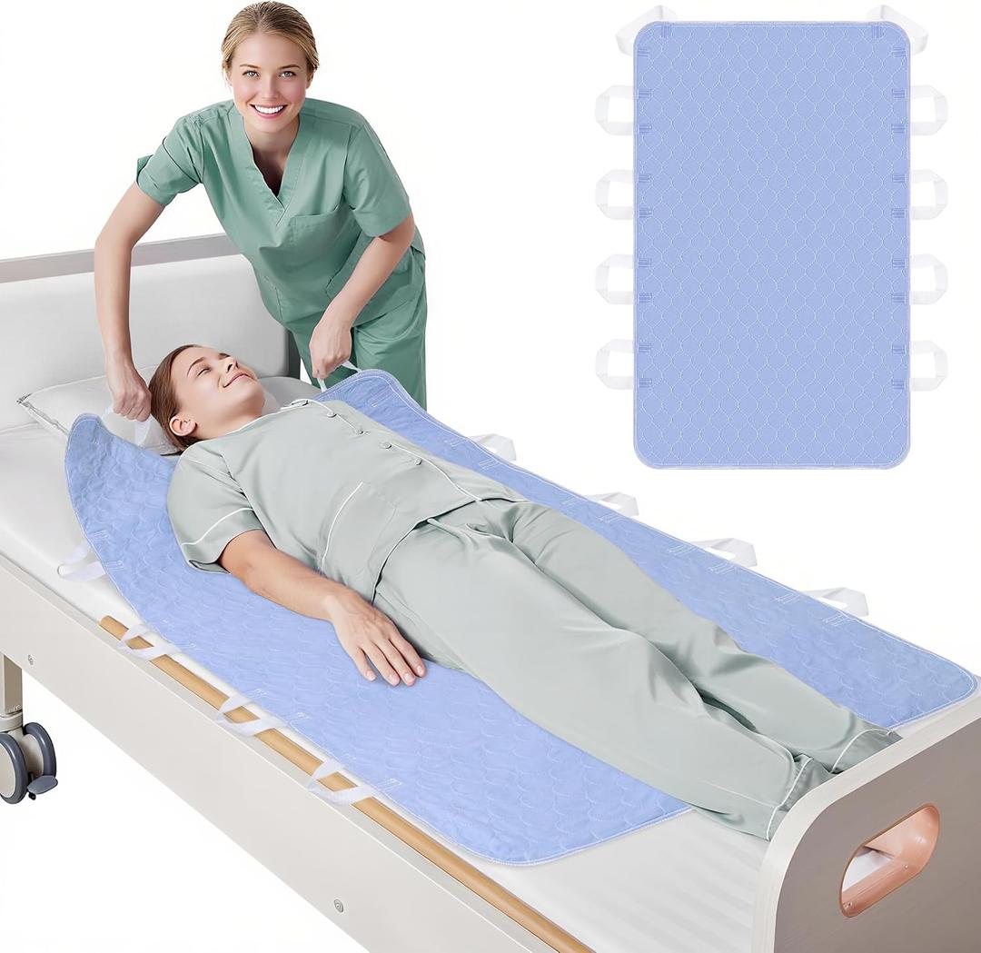 LOOBANI Bed Pads Washable Waterproof for Incontinence, Positioning Bed Pads for Elderly with 10 Handles, Reusable Bed Underpads, Transfer Board Bed Pads for Seniors & Patients, 34"x72", 1 PCS