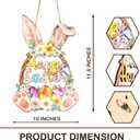 2 x Wooden Easter Decoration, Door Wreath for Front Door, Sign Wall Signs, Rabbit Spring Decoration, Hollow Bunny Sign, Flower Egg Welcome Hanging, Home Wall Decor, Outdoor Indoor Porch, Happy Easter