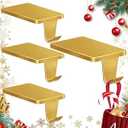 Loncaster Christmas Stocking Holders for Mantle, Set of 4 Heavy Duty Stocking Holder for Mantle, Xmas Weighted Hangers for Party Decor, Space-Saving Decoration for Fireplace Toppers (Gold, 4 Pack)