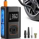Tire Inflator Portable Air Compressor, 8000mAh Cordless Air Pump for Car Tires, 150 PSI Electric Bike Tire Pump with LED Light and Digital Pressure Gauge for Motorcycle, Auto, Ball, Bicycle