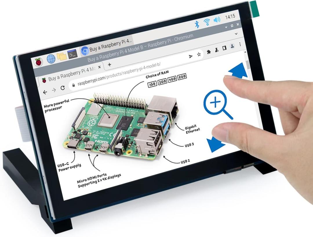 FREENOVE 5 Inch Touchscreen Monitor for Raspberry Pi 5 4 B 3 B+ A+, 800x480 Pixel IPS Display, 5-Point Touch Capacitive Screen, Driver-Free MIPI DSI Port