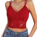 Avidlove Lace Bralette for Women V Neck Camisoles Racerback Adjustable Strap Sexy Crop Tops (Red, S)