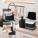 Hanging Trash Can with Lid, Black Bathroom Accessories Set Incluced 3.9 Gallon Small Kitchen Compost Bin, Soap Dispenser with Sponge Holder, Sponges and Trash Bags for Cupboard/Kitchen Bedroom