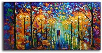 Tyed Art- Contemporary Art Landscape Oil Painting On Canvas Abstract Textured Tree Painting hand-painted acrylic frame wall art modern canvas painting 24x48inch