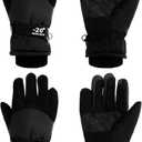 SATINIOR 2 Pairs Kids Waterproof Winter Snow Gloves Ski Gloves for Boy Girl Outdoor Warm Thickening Snowboard (10-15 Years, Black)