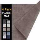 Homing Faux Leather Heat Resistant Placemats 4 Packs, Waterproof Wipeable Dining PU Place Mats for Indoor & Outdoor, Easy to Clean, Brown