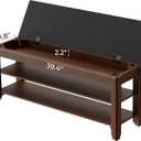 Homleke Shoe Rack Bench with Flip-Top Storage, Solid Wood Entryway Bench with Cushion, Adjustable Shelf, for Hallway, Mudroom, Closet Walnut, 39.4"