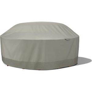 Duck Covers Weekend Water-Resistant Outdoor Round Table & Chair Cover with Integrated Duck Dome, 106 x 32 Inch, Moon Rock, Patio Covers for Outdoor Furniture
