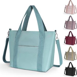 Geestock Small Tote Bag for Women with Zipper, Cute Casual Tote Purse Bag, Waterproof Top Handle Shoulder Crossbody Handbag (Mint Green)