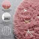 ONASAR Blush Round Area Rugs 4ft for Bedroom Living Room, Fluffy Circle Rug for Kids Girls Boys Teen, Soft Plush Shaggy Carpet for Nursery Dorm Classroom Playroom Home Decor Aesthetic