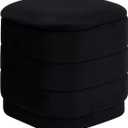 15" Velvet Storage Ottoman with Tray, Foldable Square Ottoman Footrest with Reversible Wood Lid, Collapsible Storage Footstool for Bedroom, Living Room, Dorm, Black