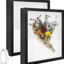 2 Pack 11 x 14in Shadow Box Frame Shadow Boxes Display Cases 3D Picture Frame Shadow Boxes Display Cases with Adhesive Tape for Baby Items Wedding Memories Awards Medals Tickets and Photos(Black)