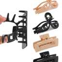 Lourny Silicone Hair Clips for Women, 4 PCS Non-Slip Strong Hold Flexible Cloud Claw Clips for Thin or Thick All-Day Comfort Large Bow Hair Clips(Black+light khaki+dark khaki)