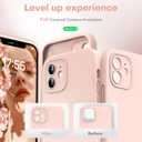 HATOSHI for iPhone 12 Case, [Upgraded Camera Protection] Liquid Silicone Phone Case with 2 Screen Protectors, Soft Anti-Scratch Microfiber Lining Shockproof Phone Cover, 6.1 inch, Pink
