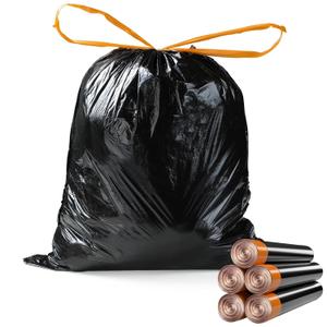funest Small Drawstring Trash Bag,Easy to Tear and Pack,4 Gallon Garbage Bags,75 Counts