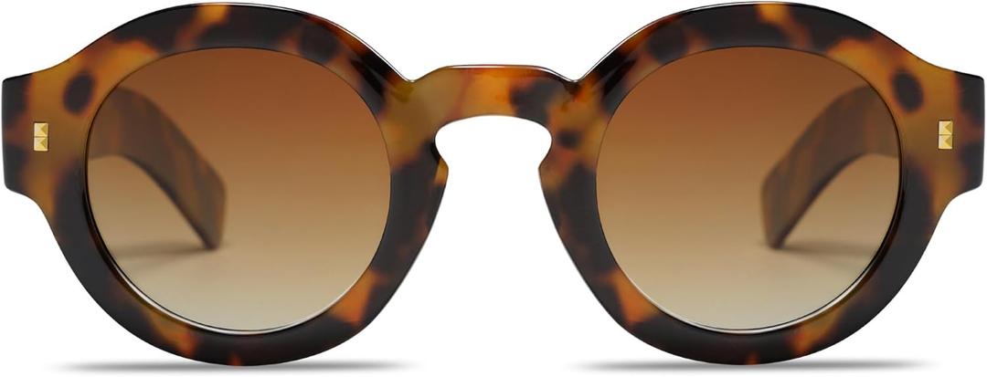 VANLINKER Vintage Round Polarized Sunglasses for Women Men Trendy Shades Retro Circle Sun Glasses VL9743 (C2 Tortoise Frame Brown Lenses)