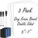 3 Pack Small White Board Dry Erase 5x7 Inch Mini Whiteboard Small Dry Erase Board with Markers Erasers Double Sided Dry Erase Lapboards for Students Teachers School Supplies Meeting Voting (3)