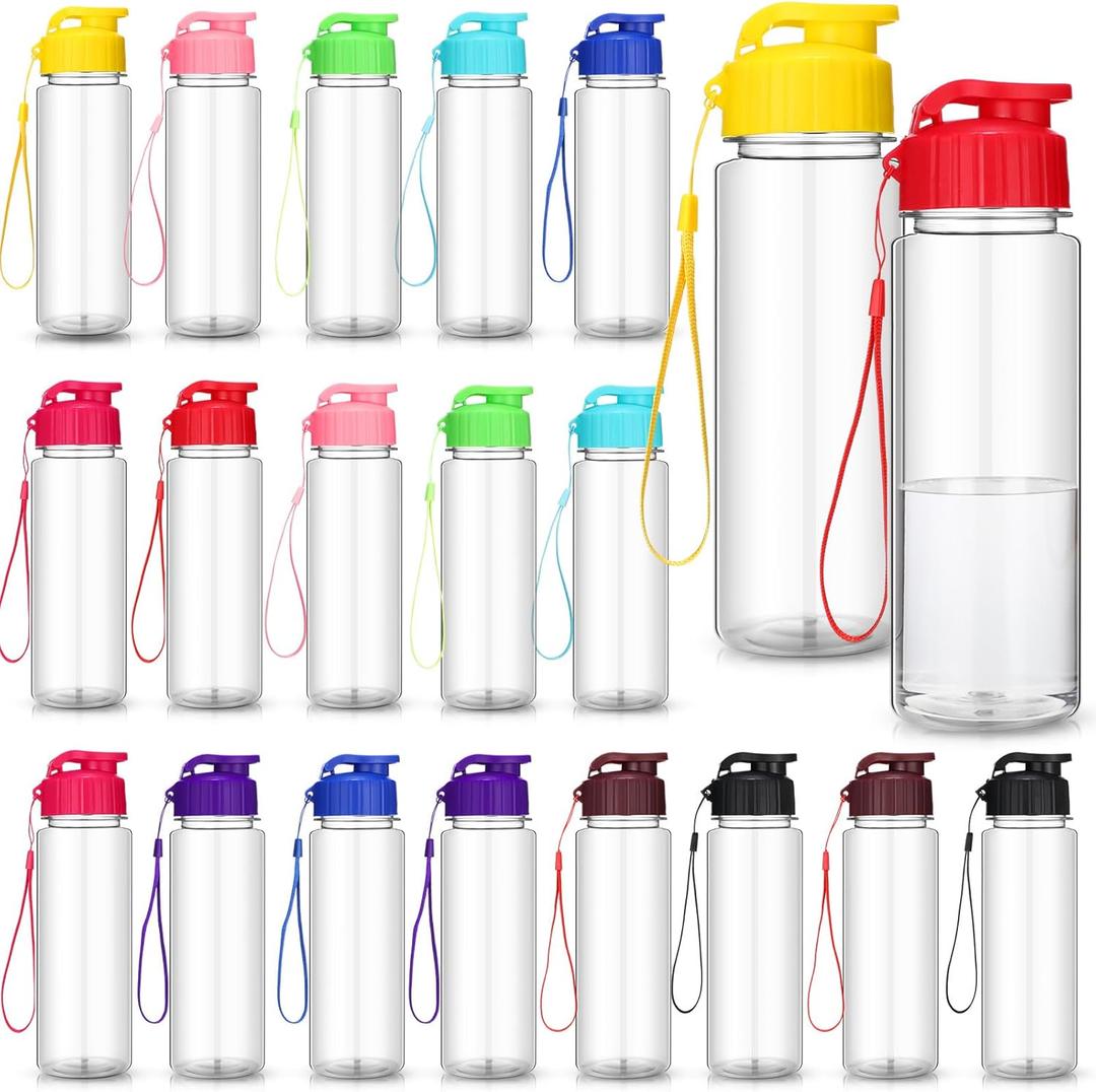 Mifoci 20 Pieces Water Bottle Bulk 17 oz Plastic Water Bottles Bulk Gym Sports Adults Reusable Large Bottles with Leak Proof Flip Top for Party Outdoor(Assorted Color)