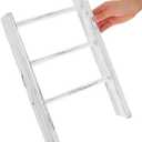 Garneck Mini Ladder Towel Rack 16'' White Wood Hand Towel Holder for Country Bathroom Decor Space-Saving Display Rack for Kitchen and Home Use Country Farmhouse Decor