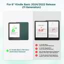 SESENSE Detachable Magnetic Case for 6'' Kindle 2024 and 2022 (11 Generation), Slim PU Shell Cover Case with Auto Wake/Sleep, Blackish Green