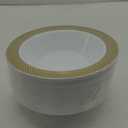 JOLLY CHEF 50 Pack Plastic Bowls with Gold Rim, 12 oz Disposable Soup Bowls, Heavy Duty Plastic Dinner Bowl for Weddings, Parties, Dinners, Catering, Thanksgiving and Everyday Use