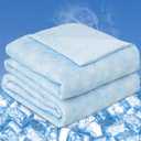 OIGAE Cooling Comforter, Japanese Q-Max 0.45 Double Sided Cooling Blankets for Hot Sleepers & Night Sweats, Lightweight Breathable Summer Blanket for Bed, Travel, Camping, Blue, Queen 90" x 90"