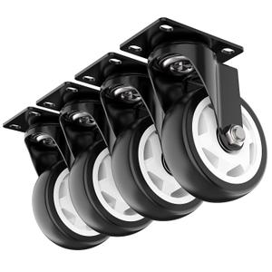 4 inch Caster Wheels Heavy Duty Swivel Casters with no Brake Max Load Capacity 1200lbs (Set of 4)