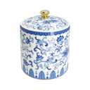 MOASIOP Vintage Blue and White Salt Cellar with Lid - Airtight Ceramic Spice Jar, Kitchen Countertop Storage Container for Salt, Pepper & Seasonings