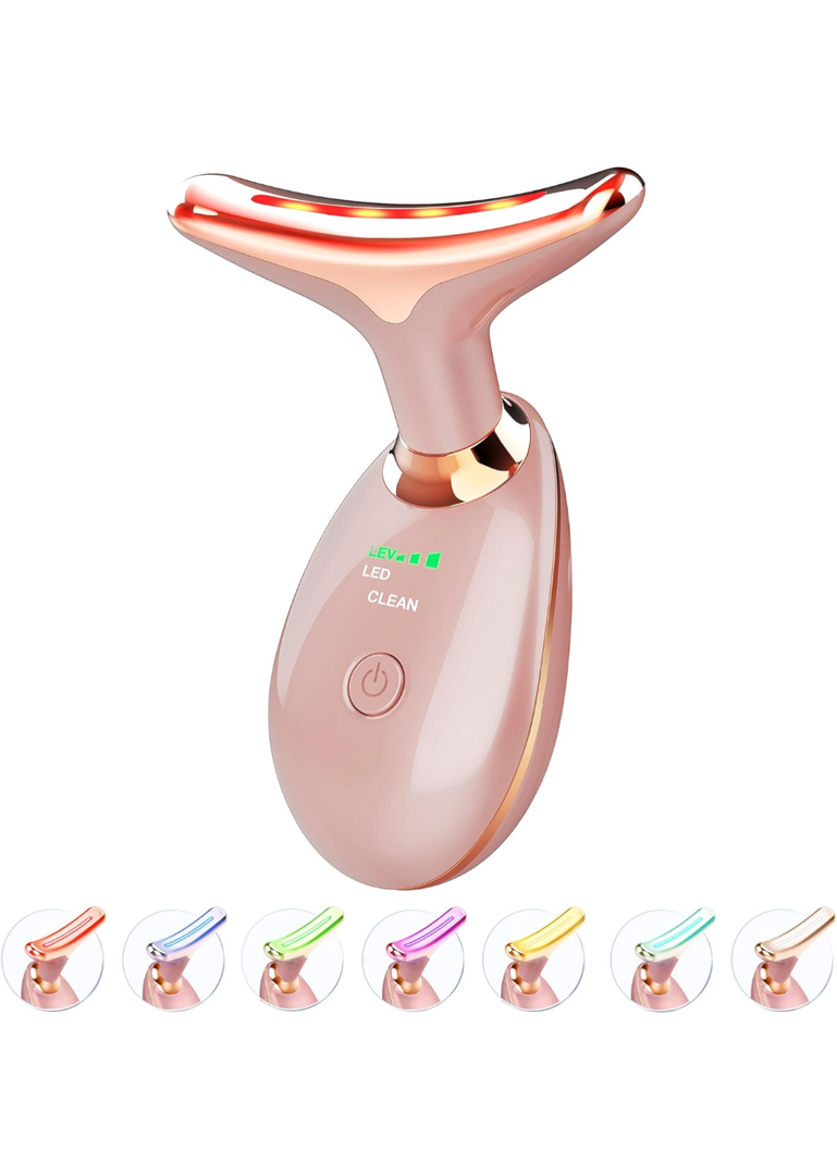 Light Based Face-Neck-Massager - 7 Color Portable Facial Massager for Skin Care, Rose Gold