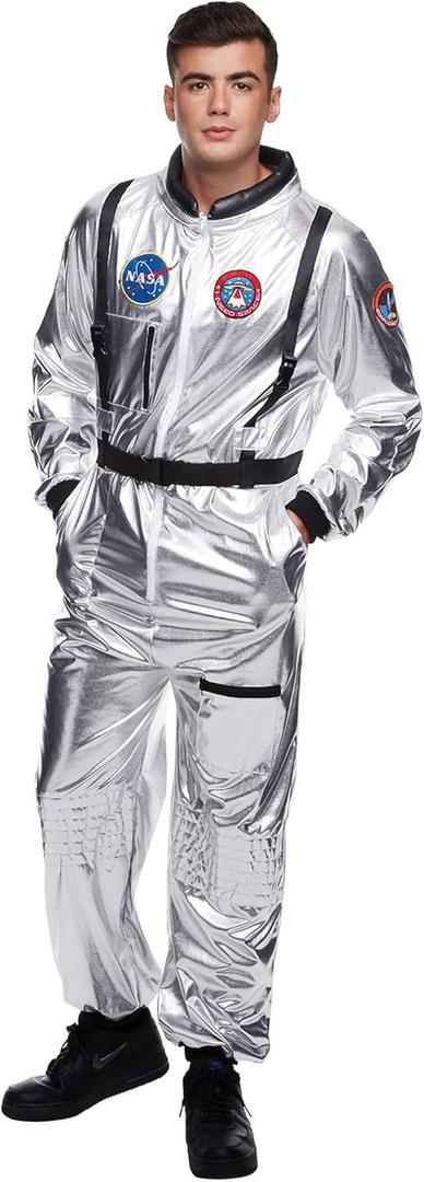 Morph Astronaut Costume Adult, Space Suit Men, Mens Halloween Costume Astronaut Suits, Nasa Space Suit Adult (X-Large, Silver)