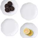 Jusalpha Embossed Lace Ceramic Plate-Dinner Plate Set, Pasta/Salad/Dessert Plate Dishwasher MicrowaveTableware Set for Restaurant Family Party Kitchen Use -4 Pieces, FD-PL15 (6 Inche, White)