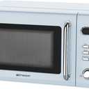 Emerson MWR7020BL Retro Compact Countertop Microwave Oven with Button Control, LED Display, 700W 5 Power Levels, 8 Auto Menus, Glass Turntable and Child Safe Lock, 0.7, Thunderbird Blue