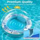 Inflatable Tanning Pool Lounger Float with Protection Tarp, 75" x 75" Pool Floats Adult with Pillow, 6 in 1 Suntan Tub Raft Floatie, Sunbathing Water Lounge Blow Up Pool Kids Ball Pit Party Gifts (Blue)