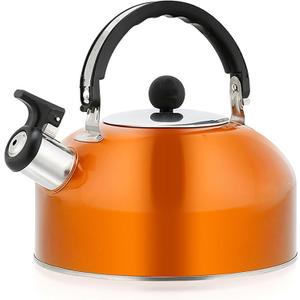 2.7 Quart (3 L) Tea Kettle, Food Grade Stainless Steel Teakettle is Best for Boiling Water, Brewing Tea, and Making Coffee (Orange)