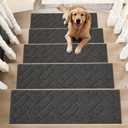 BEQHAUSE Edging Stair Treads for Wooden Steps 9" x 28", Non Slip Carpet Stair Treads Indoor Stair Runners, Soft Stair Rugs, Machine Washable, 100% Polyester, TPE Backing, 15pcs, Charcoal