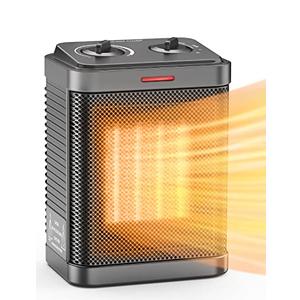Space Heater for Indoor Use, 1500W PTC Ceramic Heater with Thermostat, Small Space Heater 2S Rapid Heating, 3 Modes, Electric Portable Heater with Safety Protection for Bedroom, Quiet Office