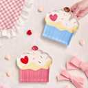 Bico Cupcake with Heart Appetizer Plates Set, Valentine's, 7 inch Dessert Plates, Microwave and Dishwasher Safe