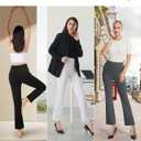 AFITNE Women's Yoga Dress Pants with Pockets High Waisted Pull On Straight Leg Cropped Pants Stretchy Work Ankle Pants (S)