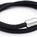 Wind Passion - Mens Bracelet, Durable Rope Wristband for Men, Versatile Pulseras Para Hombres - Waterproof, Magnetic Clasp, Ideal for Outdoor & Fashion (Medium ( Wrist size: 5.72 - 6.29 inch ), Silver Magnet - Black Pearl)