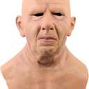Realistic Old Man Mask Bald Man Humen Face Masks Wrinkle Full Head Mask Halloween Masquerade Costume Props
