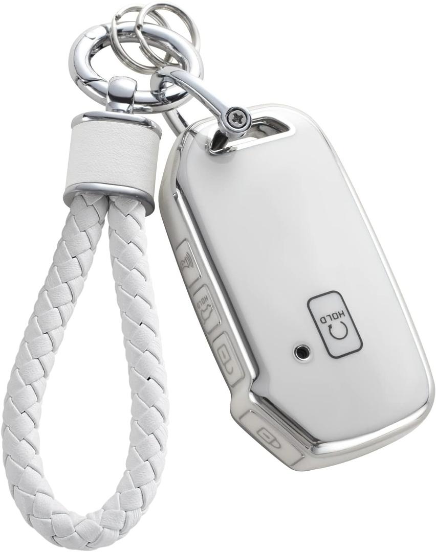 YO&YOYE for Kia Key Fob Cover with Keychain, Soft TPU Key Case Fit for Kia Cerato Ceed Forte NIRO Sorento Seltos Sportage Soul Telluride Remote Smart Key Protector