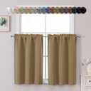 Chyhomenyc Taupe Short Blackout Curtains 36 Inch Length, Small Kitchen Curtain Tier Rod Pocket Half Window Curtains for Bathroom Basement Cabinet Camper RV Bunk, 2 PCS, Each 30" Wx36 L