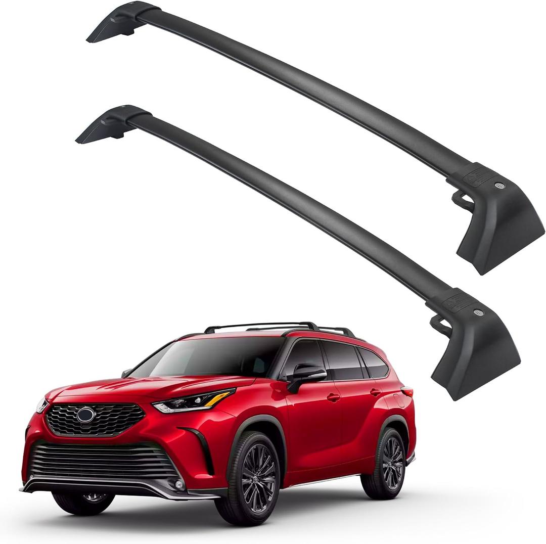 DBXB Roof Rack Crossbars Compatible with 2020–2026 Toyota Highlander XLE/XSE/Limited/Platinum/Hybrid (excl. L/LE/LE Hybrid), Heavy-Duty 260 lb Lockable Black Matte Aluminum with Tie-Down Loops