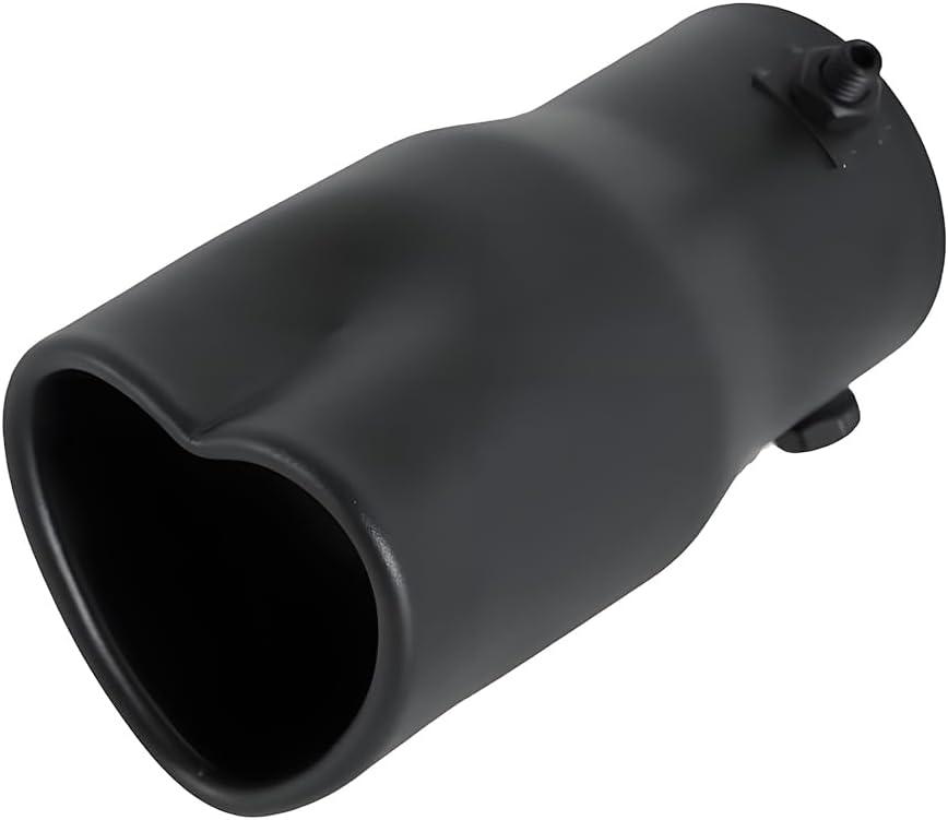 Car Exhaust Tip 2.5 inch Inlet, Universal Car Exhaust Pipe Modification Tail Throat Tail Pipe Stainless Steel Muffler Tip, Adjustable Heart Shaped Car Thickened Pipe (Straight, Matte Black)