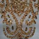 Handmade Shinning Rhinestones lace Applique Pure handsewing Beads Crystal Sequins Trim Patches Perfect Decoration Accessories (Champagne)
