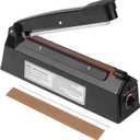 8inch Impulse Heat Sealer,Manual Poly Bag Heat Sealer Sealing Machine Heat Seal Closer for Plastic Bags PE PP Bags (Black)
