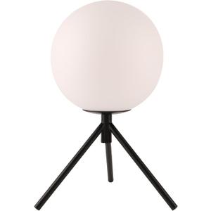 Modern Globe Table Lamp Milk White Glass Table Lamp Small Bedside Lamp Nightstand Lamp with Black Tripod Base Minimalist Ball Reading Desk Lamp for Bedrooom Living Room Office Study Room