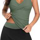 Talisea Womens Tankini Bathing Suits with Skirt Two Piece Tummy Control Swimsuits Ladies Swimwear (Medium, Army Green)